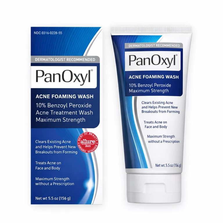 PanOxyl Acne Foaming Wash Benzoyl Peroxide 10% Maximum Strength 156 g (5.5 oz)